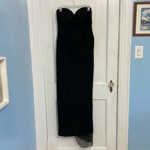 Jovani New York Black Strapless Full Length Formal Prom Dress 100% Silk Size 8